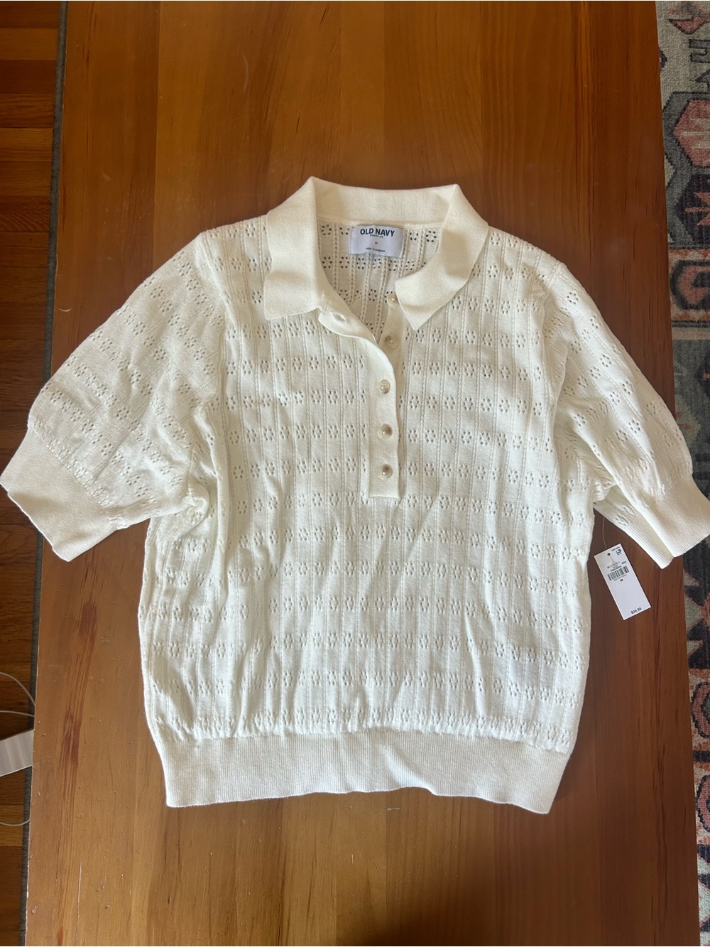 Old Navy Cream Eyelet Polo Sweater - Picture 1 of 5